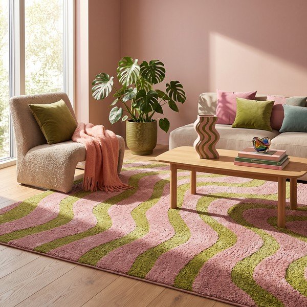 Tappeto verde/rosa 160x230 cm Aurora – ESTE-image-1