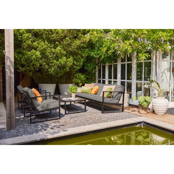 Set da giardino in alluminio grigio scuro per 5 persone Jordan - Hartman-image-1