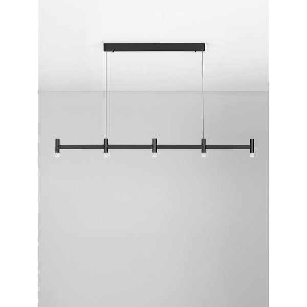 Lampadario LED nero opaco in alluminio con paralume in vetro acrilico con intensità regolabile Poetic – Nova Luce-image-3