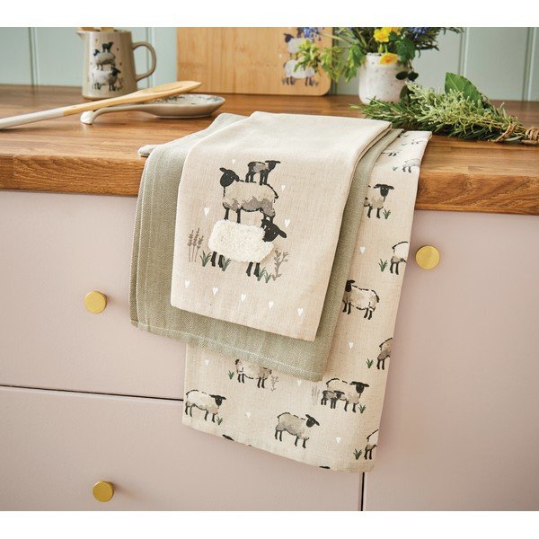 Set di strofinacci in misto lino 3 pz 45x65 cm Highland Sheep – Cooksmart ®-image-1