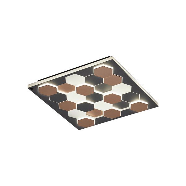 Apparecchio da soffitto a LED nero con controllo vocale/app mobile con paralume in metallo 55x55 cm Cifavo - CINQUE-image-1