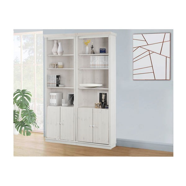 Libreria in legno di pino bianco 148x223 cm Anita - Støraa-image-1