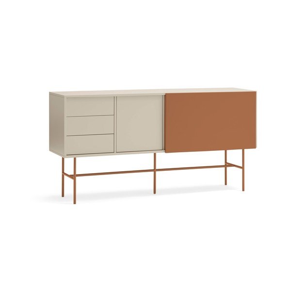 Cassettiera bassa con ante scorrevoli in mattone/beige 180x91 cm Nube - Teulat-image-2