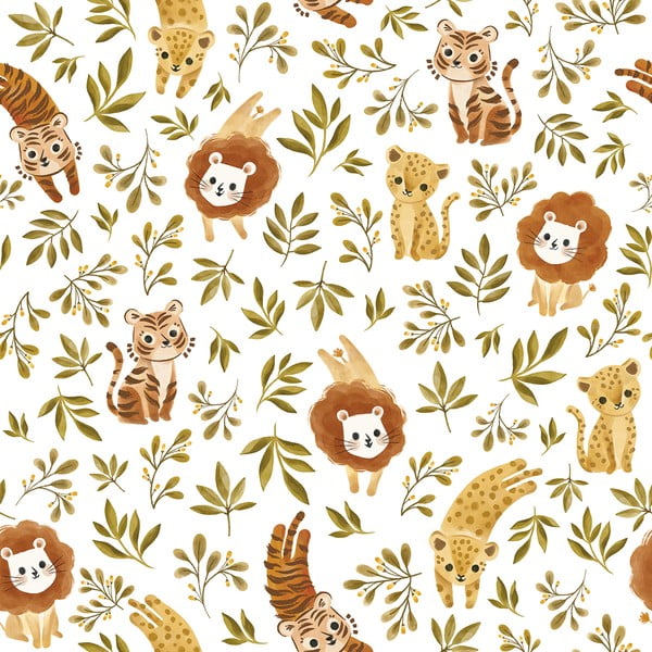 Carta da parati per bambini 10 m x 50 cm Jungle Trio - Lilipinso