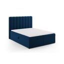 Letto boxspring blu scuro con contenitore 160x200 cm Gina - Milo Casa