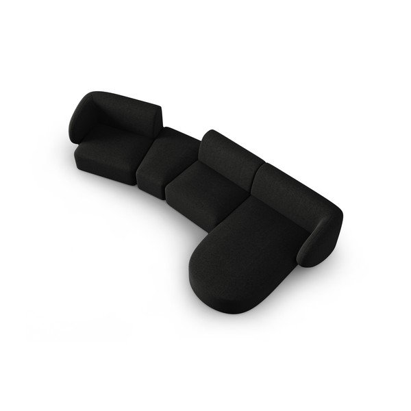 Divano angolare nero (con penisola a destra/con chaise lounge) con rivestimento in ciniglia Paolo – Milo Casa-image-1