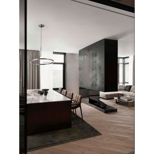 Lampadario LED argentato in alluminio con intensità regolabile ø 60 cm Tilia – Nova Luce-image-1