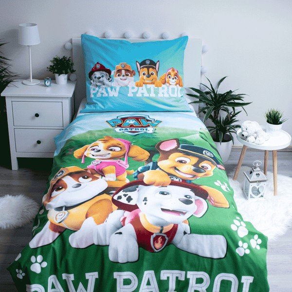 Biancheria da letto singola in cotone per bambini con effetto luminoso 140x200 cm Paw Patrol - Jerry Fabrics-image-1