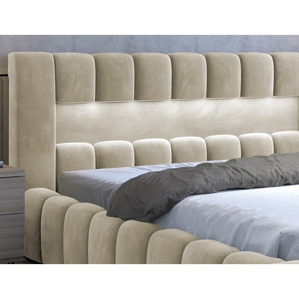 Letto matrimoniale imbottito beige con contenitore con rete inclusa 180x200 cm Lamica – ELTAP-image-4