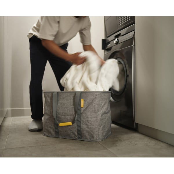 Cesto portabiancheria in tessuto grigio pieghevole 55 l Hold-All Max - Joseph Joseph-image-3