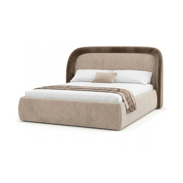 Letto matrimoniale imbottito grigio tortora con contenitore con rete inclusa 160x200 cm Sam – Bobochic Paris