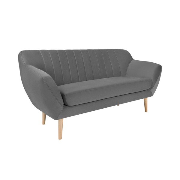 Divano in velluto grigio, 158 cm Sardaigne - Mazzini Sofas-image-2