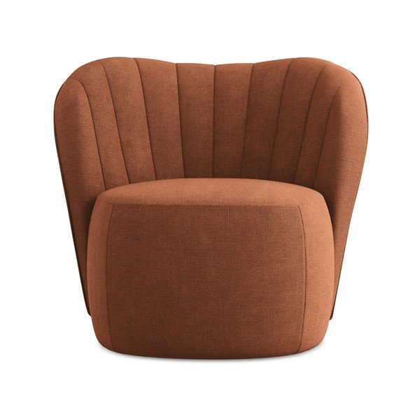 Poltrona color terracotta con rivestimento in ciniglia Keloa – Makamii-image-1