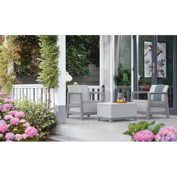 Poltrone da esterno in set grigio chiaro in plastica 2 pz Scandi Linea – Keter-image-1