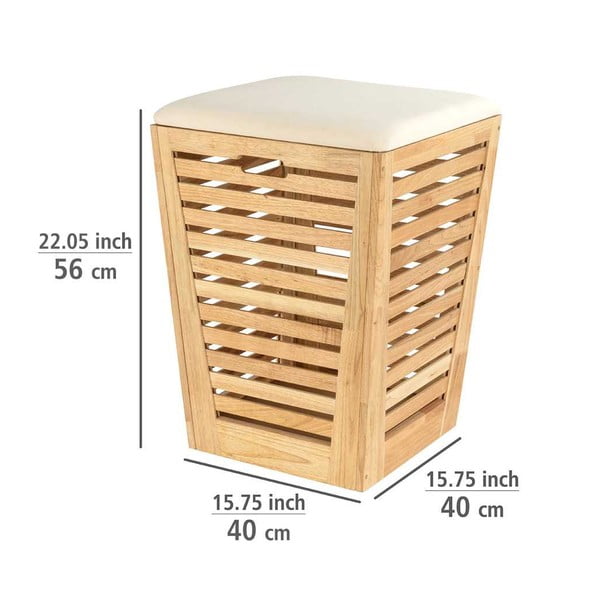 Cesto portabiancheria in legno colore naturale 55 l Norway - Wenko-image-3
