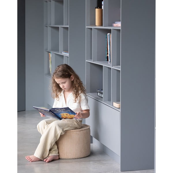 Pouf per bambini marrone chiaro con rivestimento in velluto a coste – Wigiwama-image-1