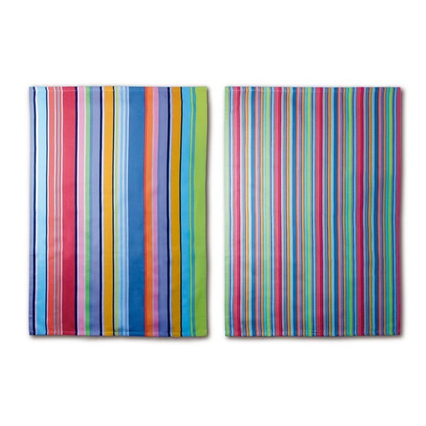 Set di 2 asciugamani in cotone a righe viola, 70 x 50 cm - Remember