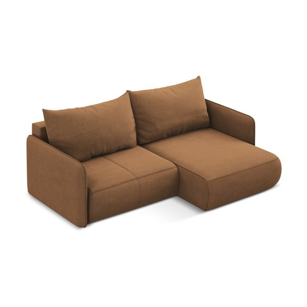 Divano angolare arancione allungabile/con contenitore (con penisola a destra) Nanea – Makamii-image-4