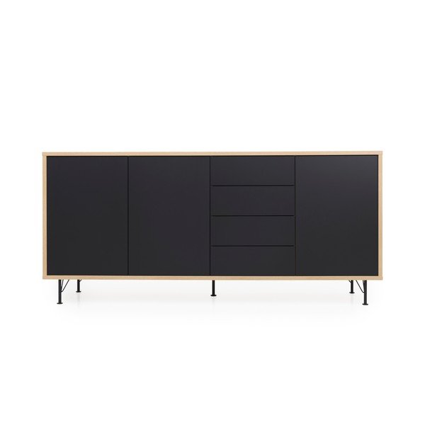 Cassettiera nera Flow, lunghezza 217 cm - Tenzo