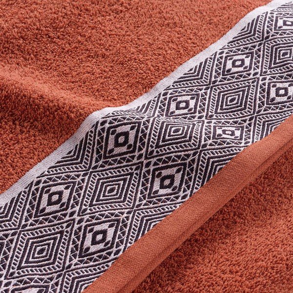 Asciugamano in spugna di cotone color mattone 90x150 cm Esteban - douceur d'intérieur-image-2