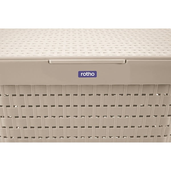 Cesto portabiancheria in plastica beige 55 l Country - Rotho-image-4
