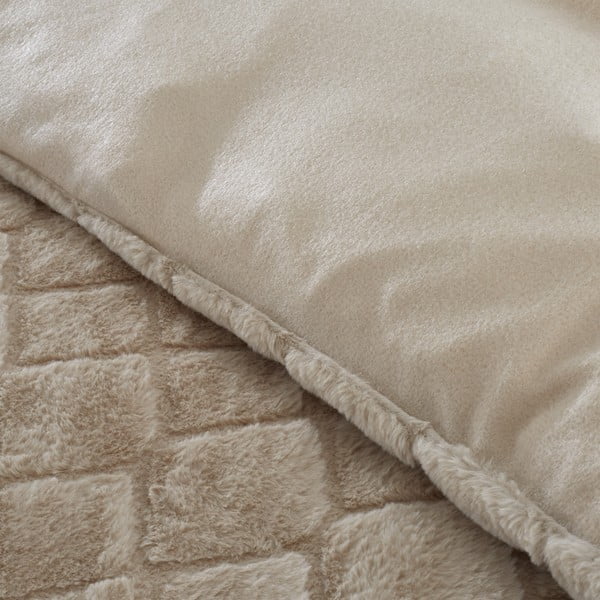 Biancheria da letto matrimoniale in micropile beige 200x200 cm Cosy Diamond - Catherine Lansfield-image-4