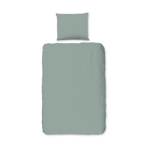 Set copripiumino e federa color salvia in flanella per letto singolo 140x200 cm Uni – Good Morning