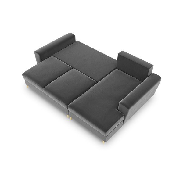 Divano angolare grigio chiaro allungabile e con contenitore (con penisola a destra/con chaise lounge) con rivestimento in velluto Kyoto – Cosmopolitan Design-image-2