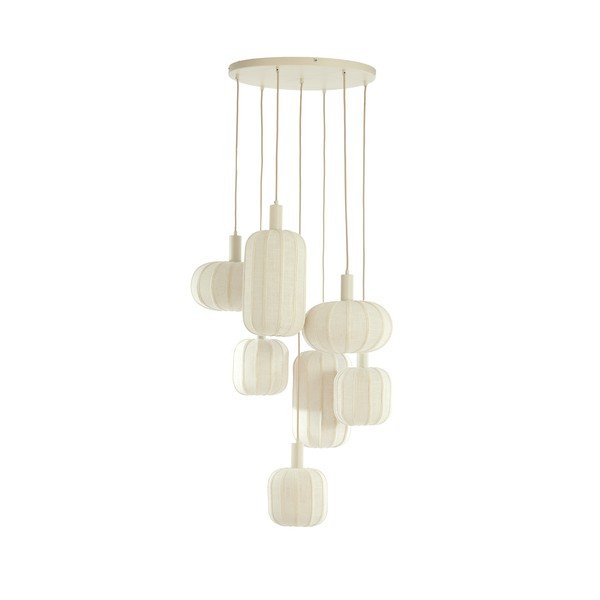 Lampadario color crema con paralume in tessuto ø 50 cm Tufia – Light & Living