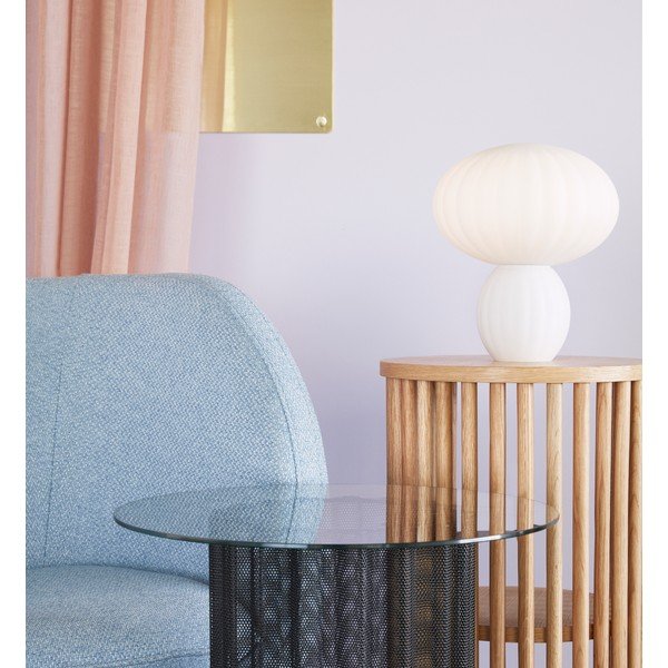 Lampada da tavolo bianca in vetro (altezza totale 28 cm) Kumu – Hübsch-image-4