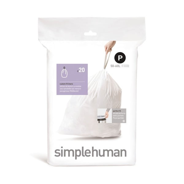 Sacchetti della spazzatura con chiusura 20 pz 60 l P - simplehuman