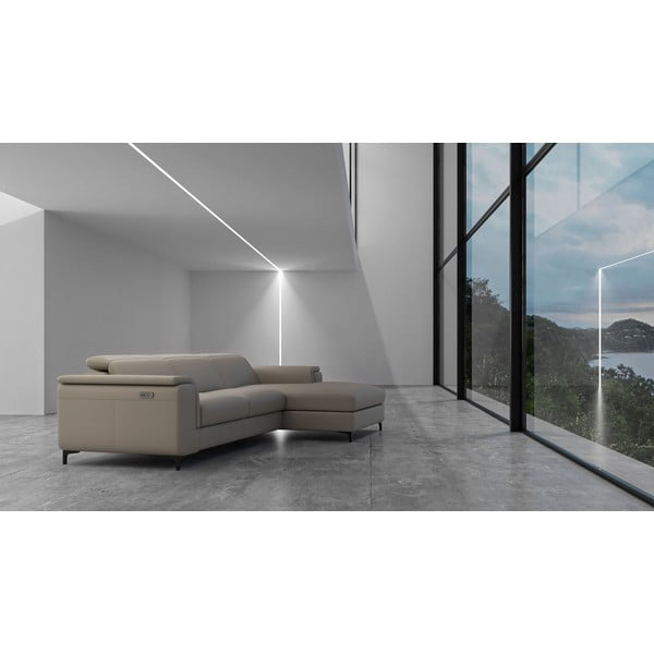 Divano angolare in pelle marrone chiaro (angolo destro) Brito - MESONICA-image-1