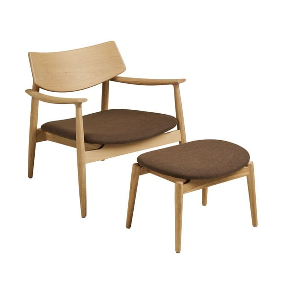 Poltrona con poggiapiedi marrone Olvera – House Nordic