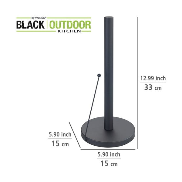 Supporto in metallo nero per rotoli da cucina Black Outdoor Kitchen Clayton - Wenko-image-3