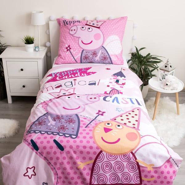 Biancheria da letto in cotone rosa baby , 140 x 200 cm Peppa Pig - Jerry Fabrics-image-1