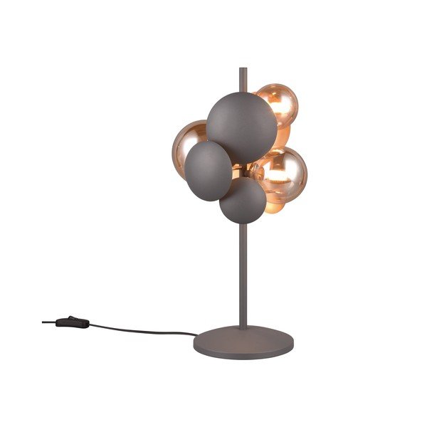 Lampada da tavolo con paralume in vetro grigio-oro (altezza 50 cm) Bubble - Trio Select-image-1