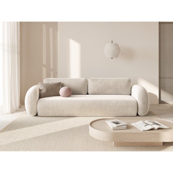 Divano color crema allungabile/con contenitore con rivestimento in velluto 262 cm Tonale – Cosmopolitan Design-image-1
