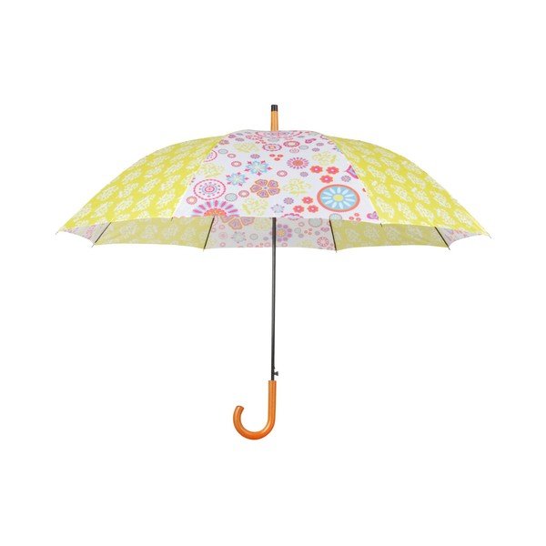 Žlutý deštník s dřevěnou rukojetí Esschert Design Flowers