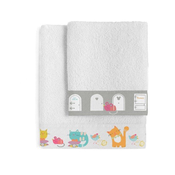 Set di 2 asciugamani in cotone per bambini Cat & Mouse - Moshi Moshi-image-2