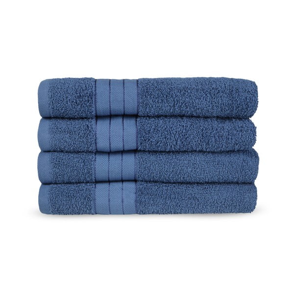 Asciugamani blu in spugna di cotone in set da 4 50x100 cm - Good Morning