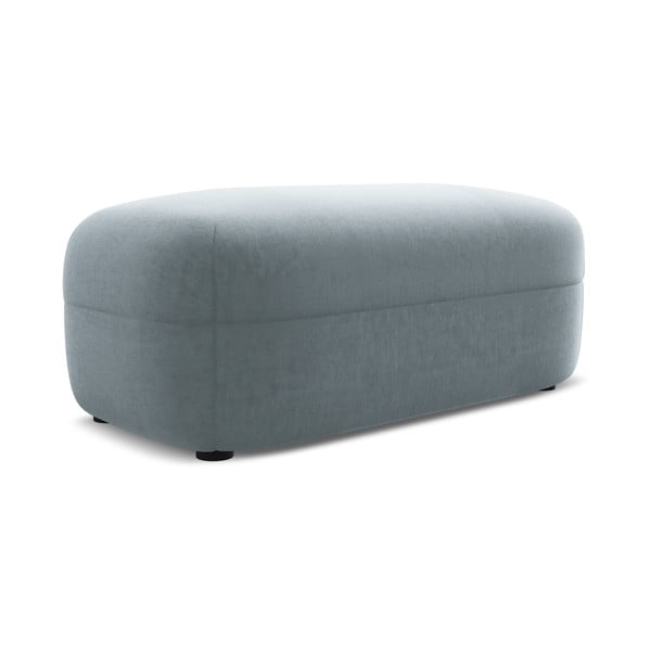 Poggiapiedi azzurro con rivestimento in velluto Moana – Makamii-image-1