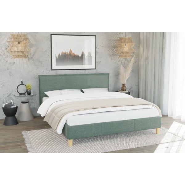 Letto matrimoniale imbottito verde con griglia 160x200 cm Tina - Ropez-image-2