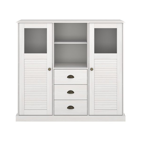 Armadietto bianco in pino massiccio 127x116x38 cm Edith – Støraa