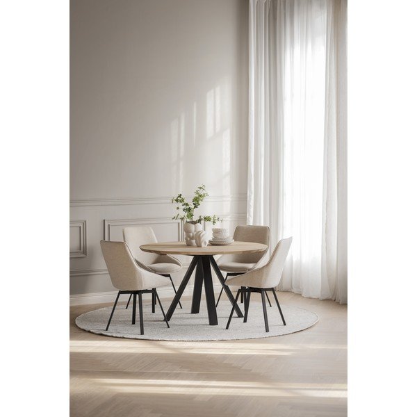 Tavolo da pranzo rotondo con piano in rovere naturale ø 130 cm Carradale - Rowico-image-1