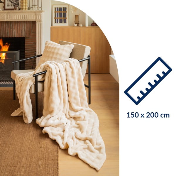 Coperta avorio in micropile 150x200 cm Wave – Tiseco Home Studio-image-3