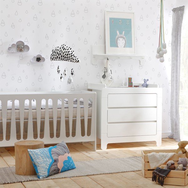 Appendiabiti da parete bianco per bambini con ripiano Moon - Pinio-image-3