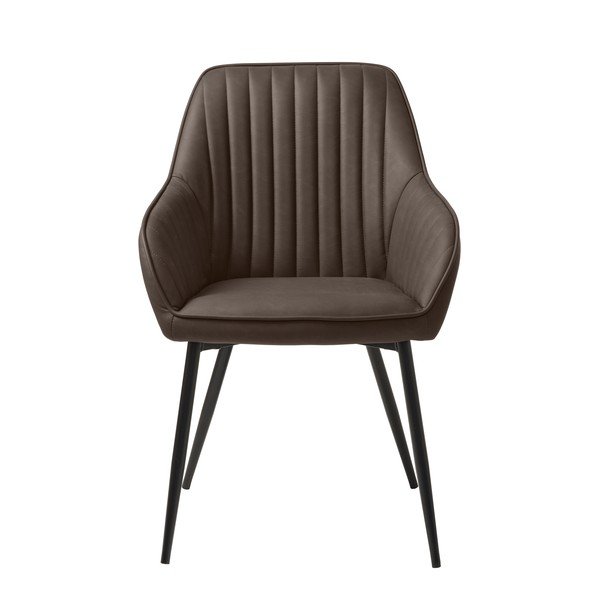 Sedia da pranzo marrone scuro in imbottito con braccioli Melfort – Unique Furniture-image-1