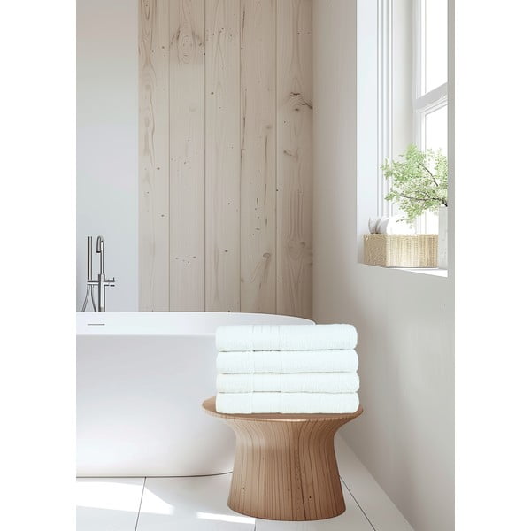 Asciugamani bianchi in spugna di cotone in set da 4 50x100 cm - Good Morning-image-4