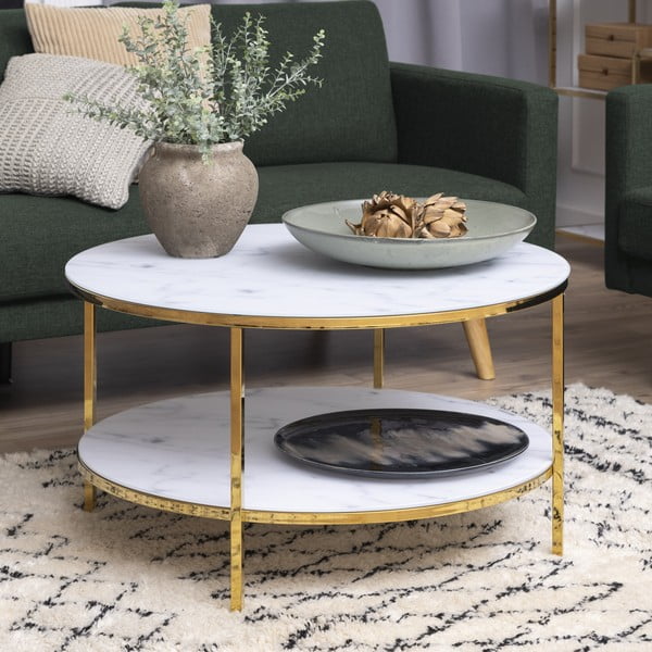 Tavolino rotondo bianco ø 80 cm Alisma - Actona-image-1