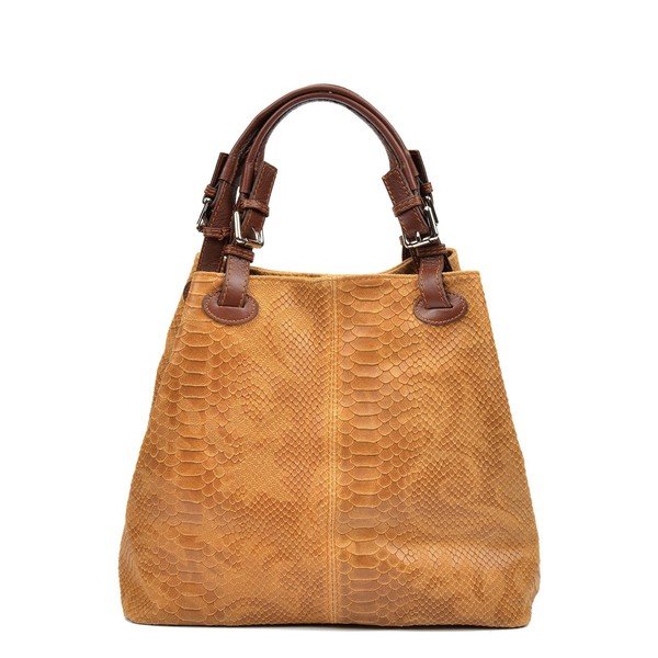 Borsa in pelle marrone cognac Python Cognac - Luisa Vannini-image-1